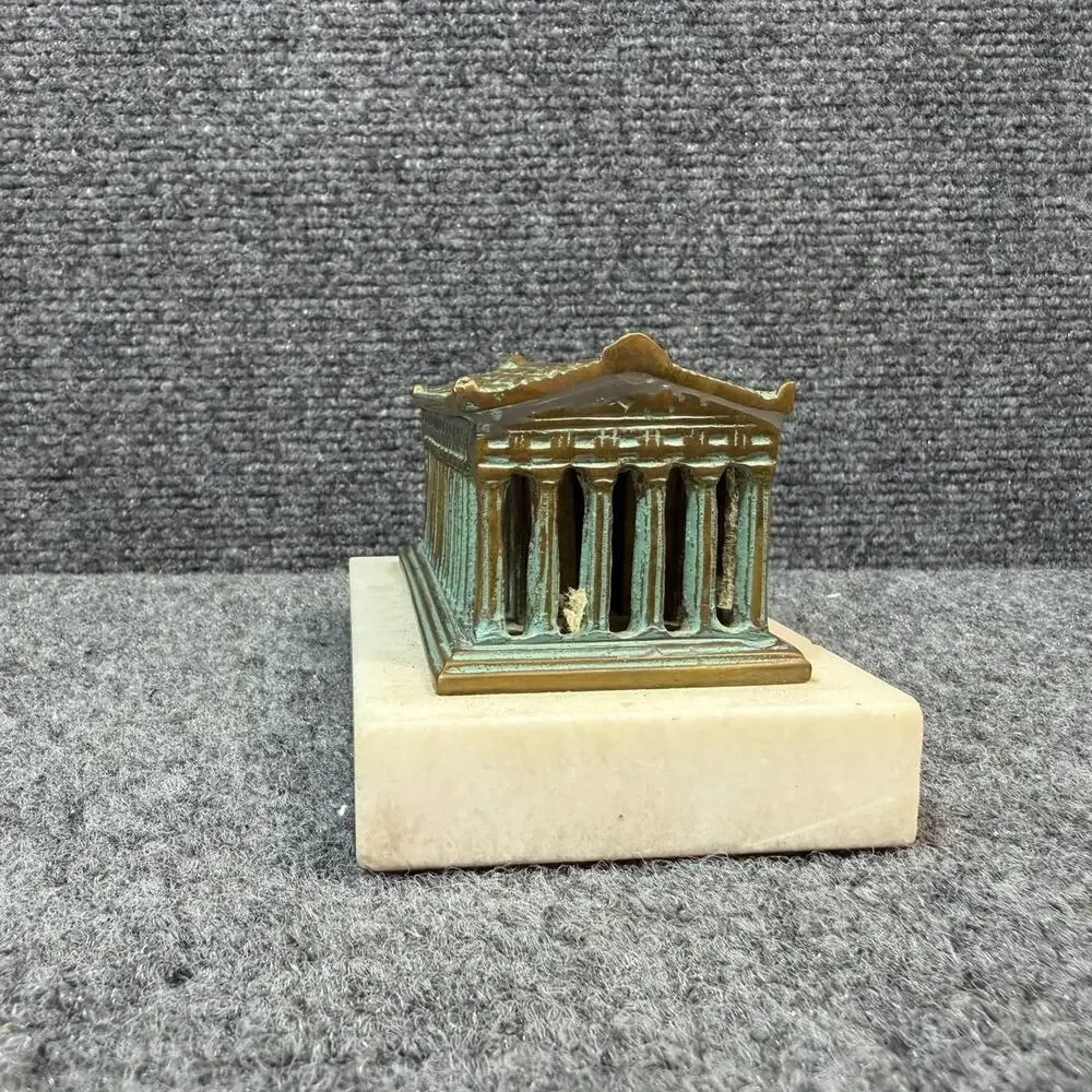 Bronze Pantheon Temple Sculpture Greece Marble Base Statue 2.50 lb